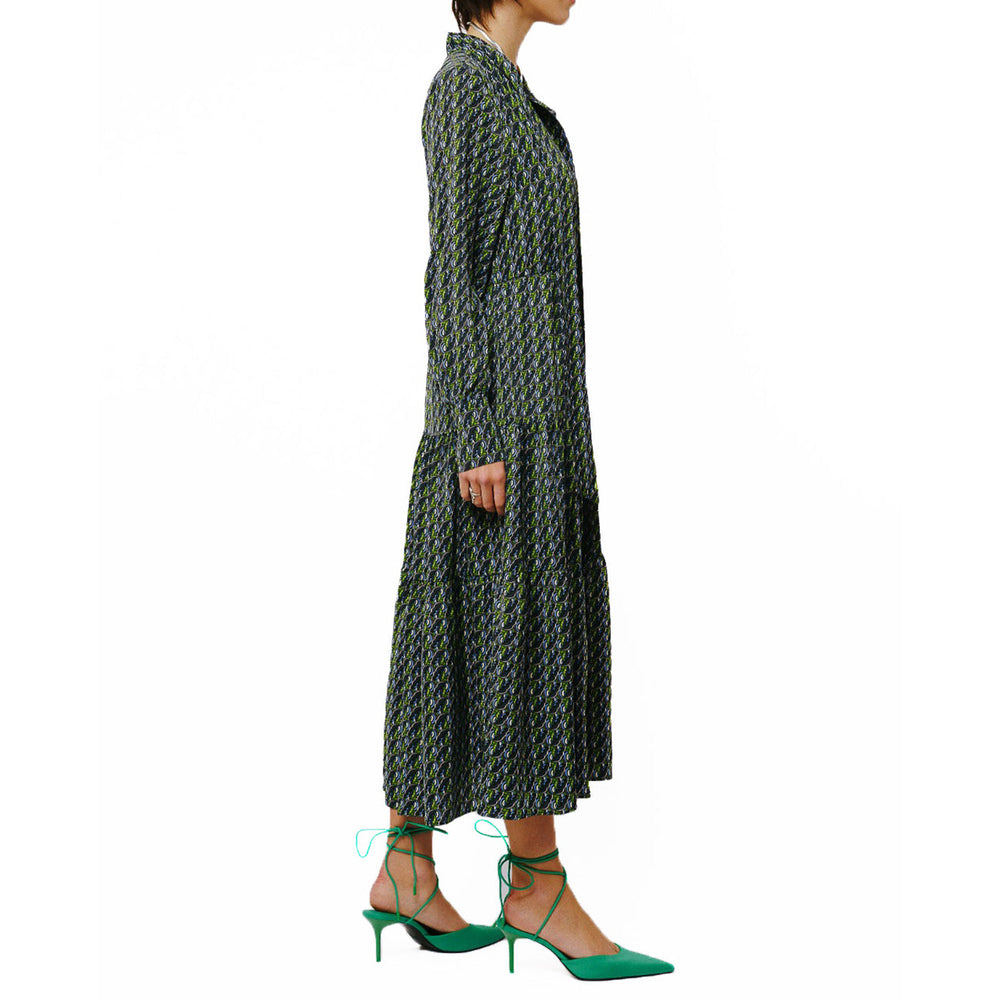 Zamara Tie Neck Long Sleeve Tier Maxi Dress | Forever 21 Women