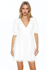 Clip-Dot Puff-Sleeve Mini Dress | Forever 21 Women