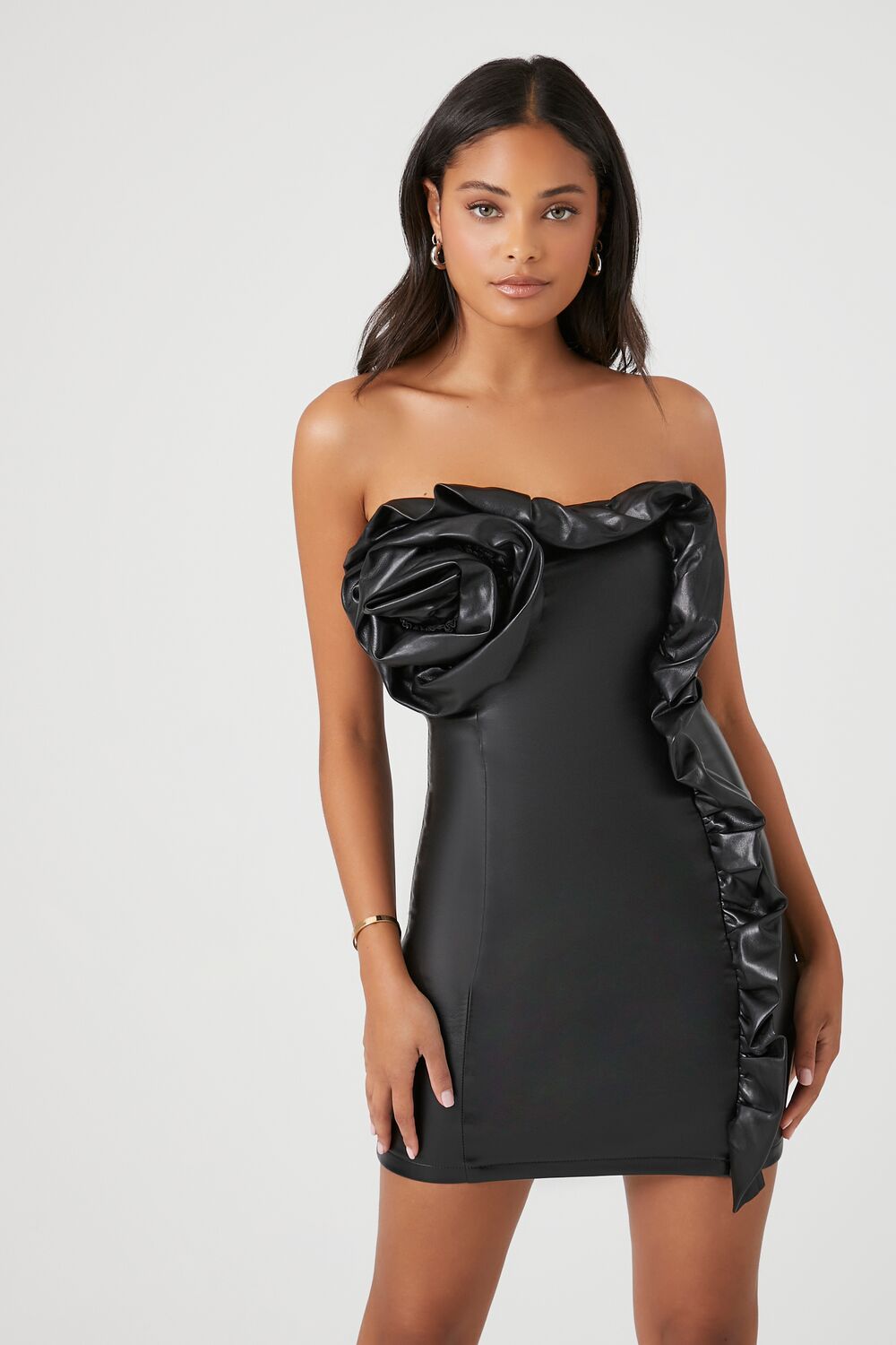Faux Leather Rosette Tube Dress | Forever 21 Women