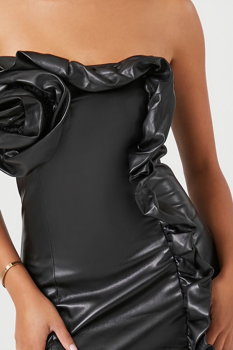 Faux Leather Rosette Tube Dress | Forever 21 Women
