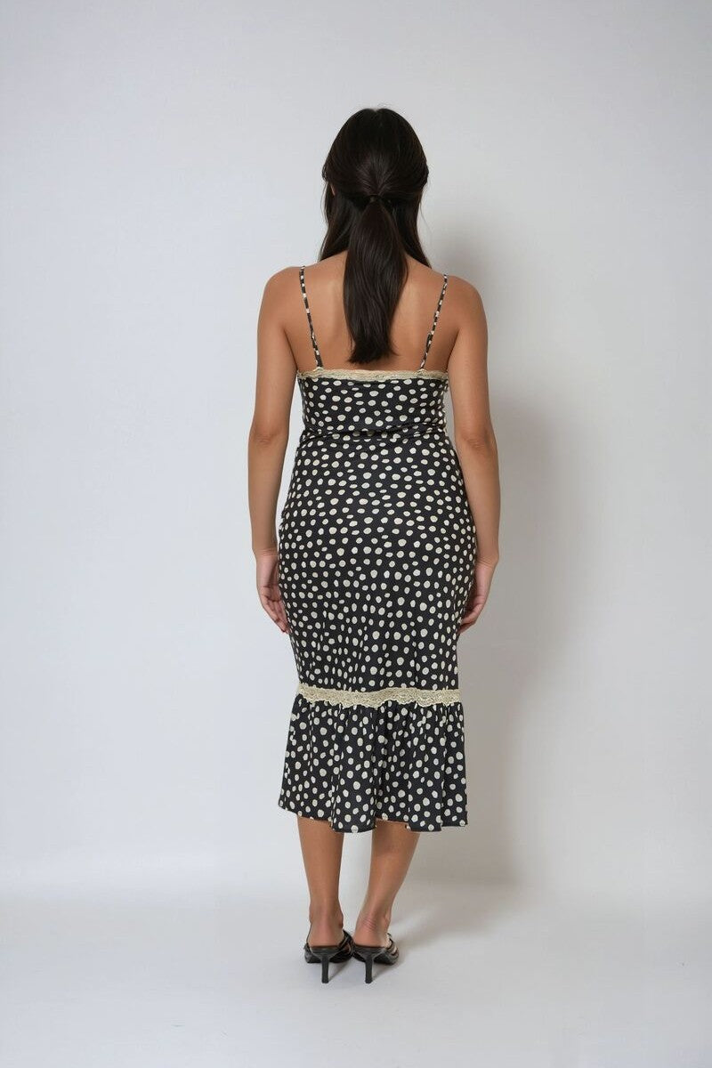 Polka Dot Lace-Trim Cami Midi Dress | Forever 21 Women