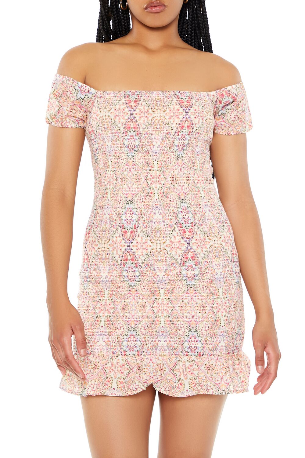 Smocked Ornate Print Mini Dress | Forever 21 Women