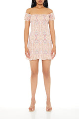 Smocked Ornate Print Mini Dress | Forever 21 Women