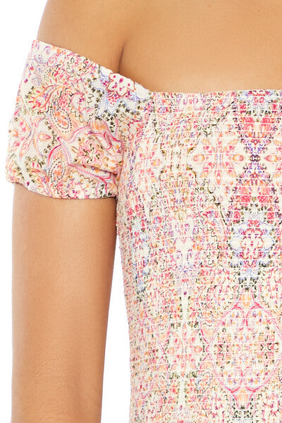 Smocked Ornate Print Mini Dress | Forever 21 Women