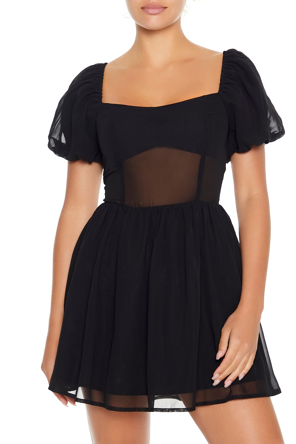 Puff-Sleeve Babydoll Mini Dress | Forever 21 Women