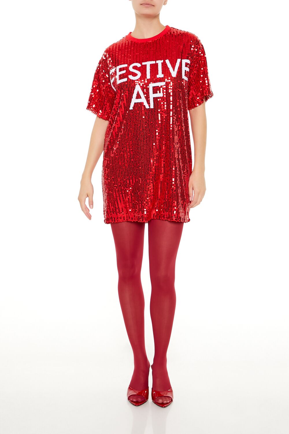 Sequin Festive AF T-Shirt Dress | Forever 21 Women