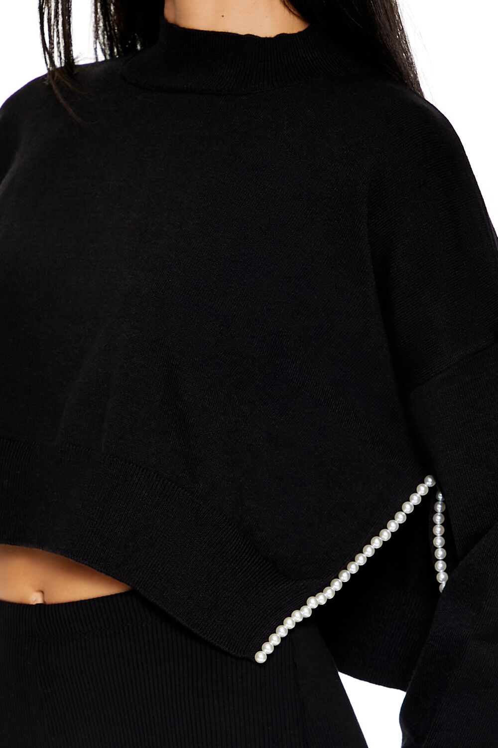 Faux Pearl-Trim Cropped Sweater | Forever 21 Women