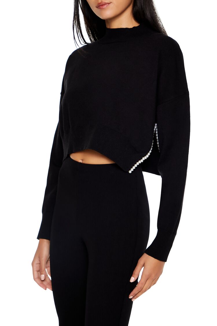 Faux Pearl-Trim Cropped Sweater | Forever 21 Women