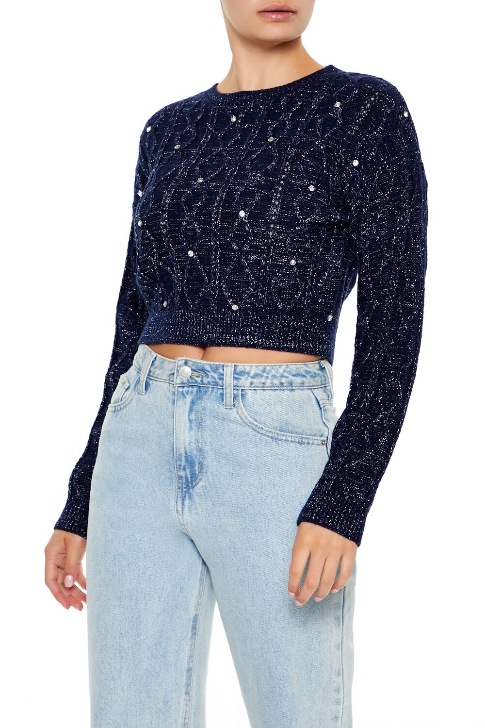 Glitter Knit Rhinestone Sweater | Forever 21 Women