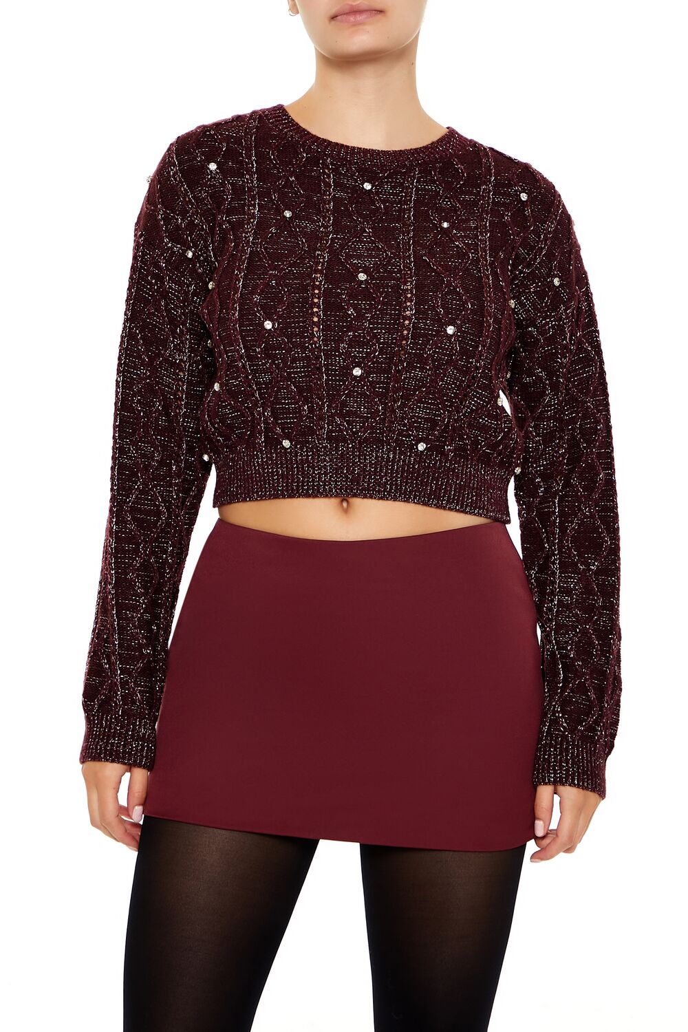 Glitter Knit Rhinestone Sweater | Forever 21 Women