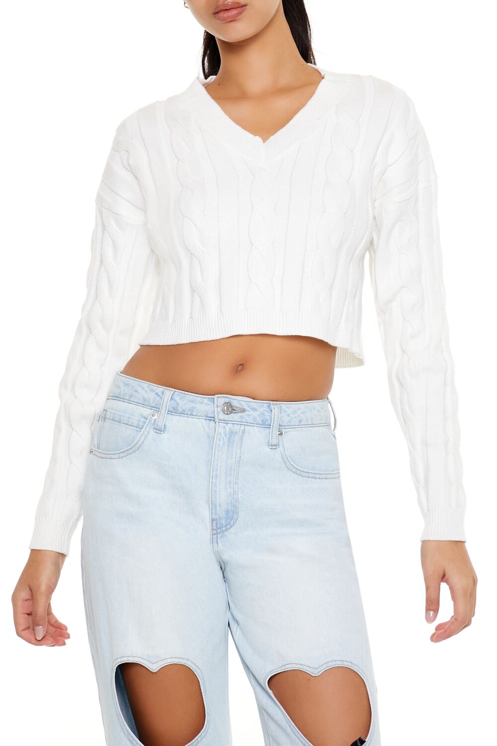 Cropped Cable Knit Sweater | Forever 21 Women