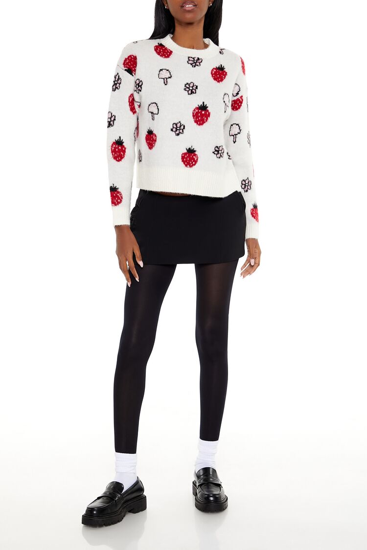Strawberry & Mushroom Print Sweater | Forever 21 Women