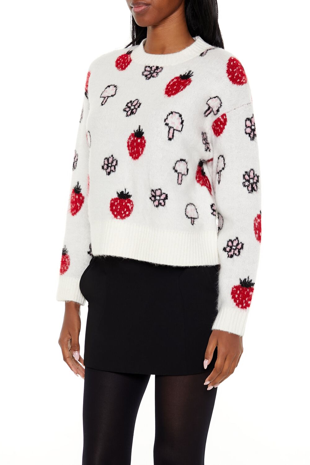 Strawberry & Mushroom Print Sweater | Forever 21 Women