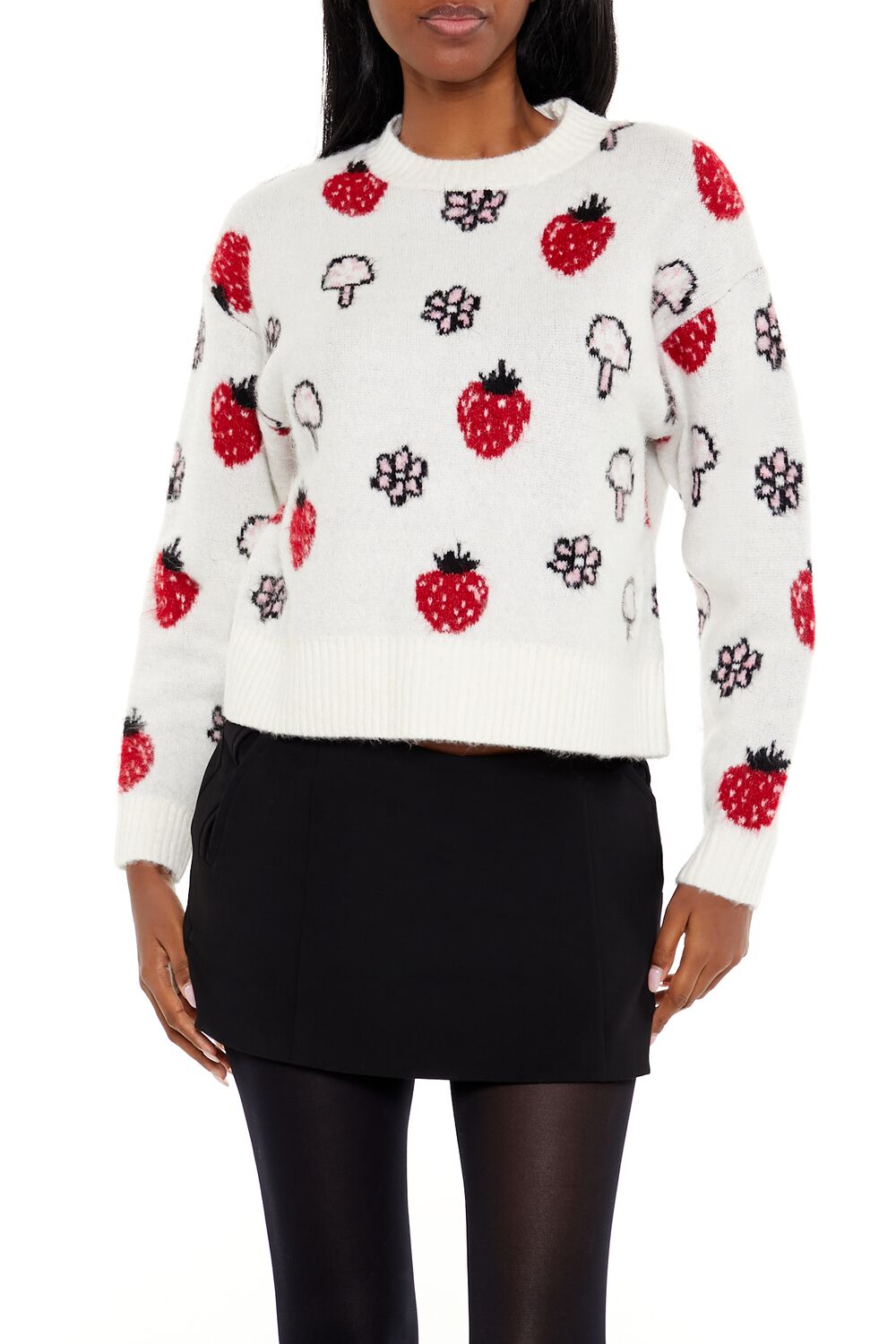 Strawberry & Mushroom Print Sweater | Forever 21 Women