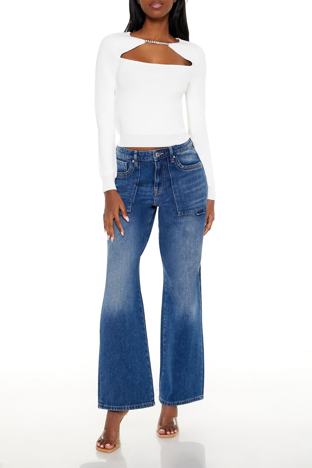 Faux Gem Cutout Sweater | Forever 21 Women