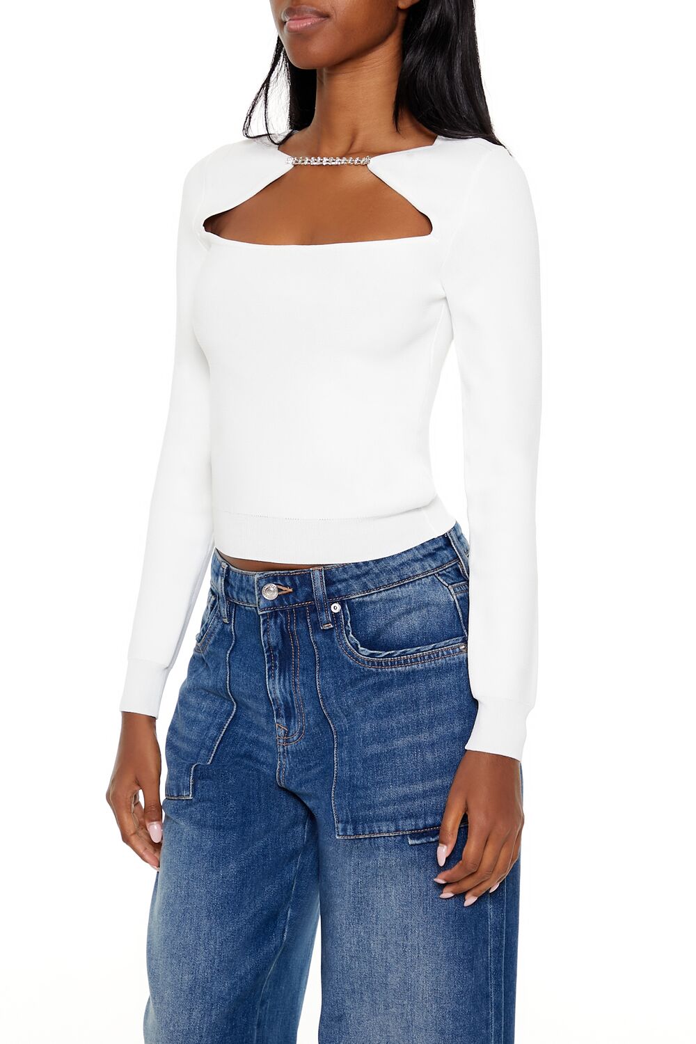 Faux Gem Cutout Sweater | Forever 21 Women