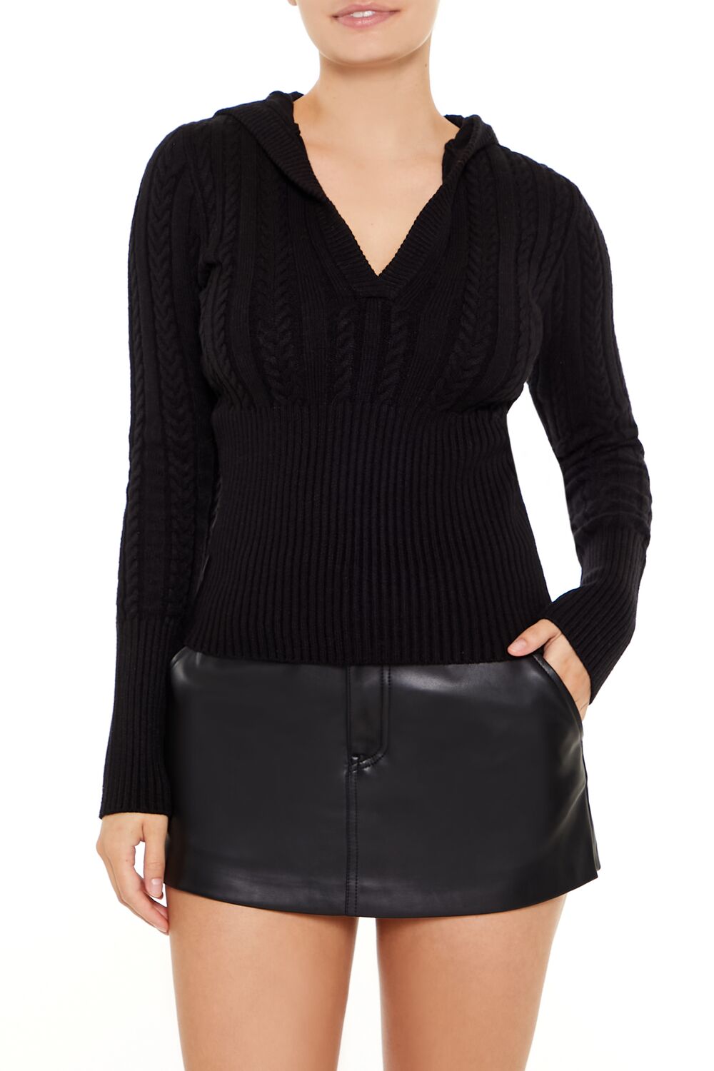 Hooded Cable Knit Sweater | Forever 21 Women