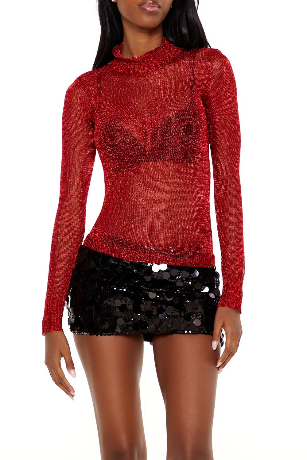 Sheer Glitter Turtleneck Sweater | Forever 21 Women
