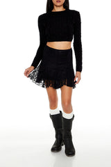 Beaded Cropped Cable Knit Sweater | Forever 21 Women