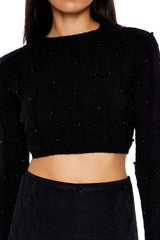 Beaded Cropped Cable Knit Sweater | Forever 21 Women