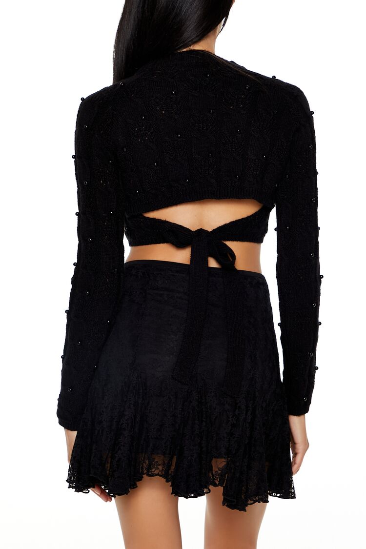 Beaded Cropped Cable Knit Sweater | Forever 21 Women