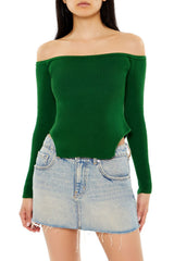 Off-the-Shoulder Cutout-Hem Sweater | Forever 21 Women