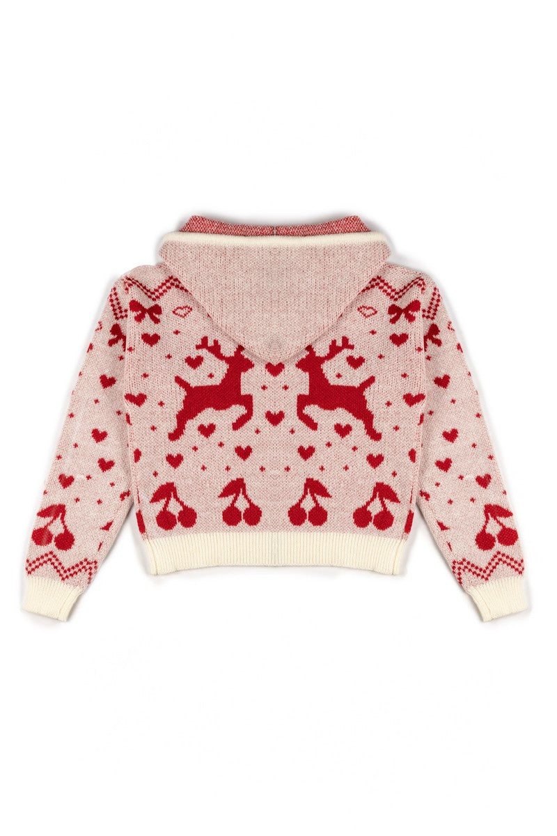 Reindeer Zip-Up Hoodie Sweater | Forever 21 Women