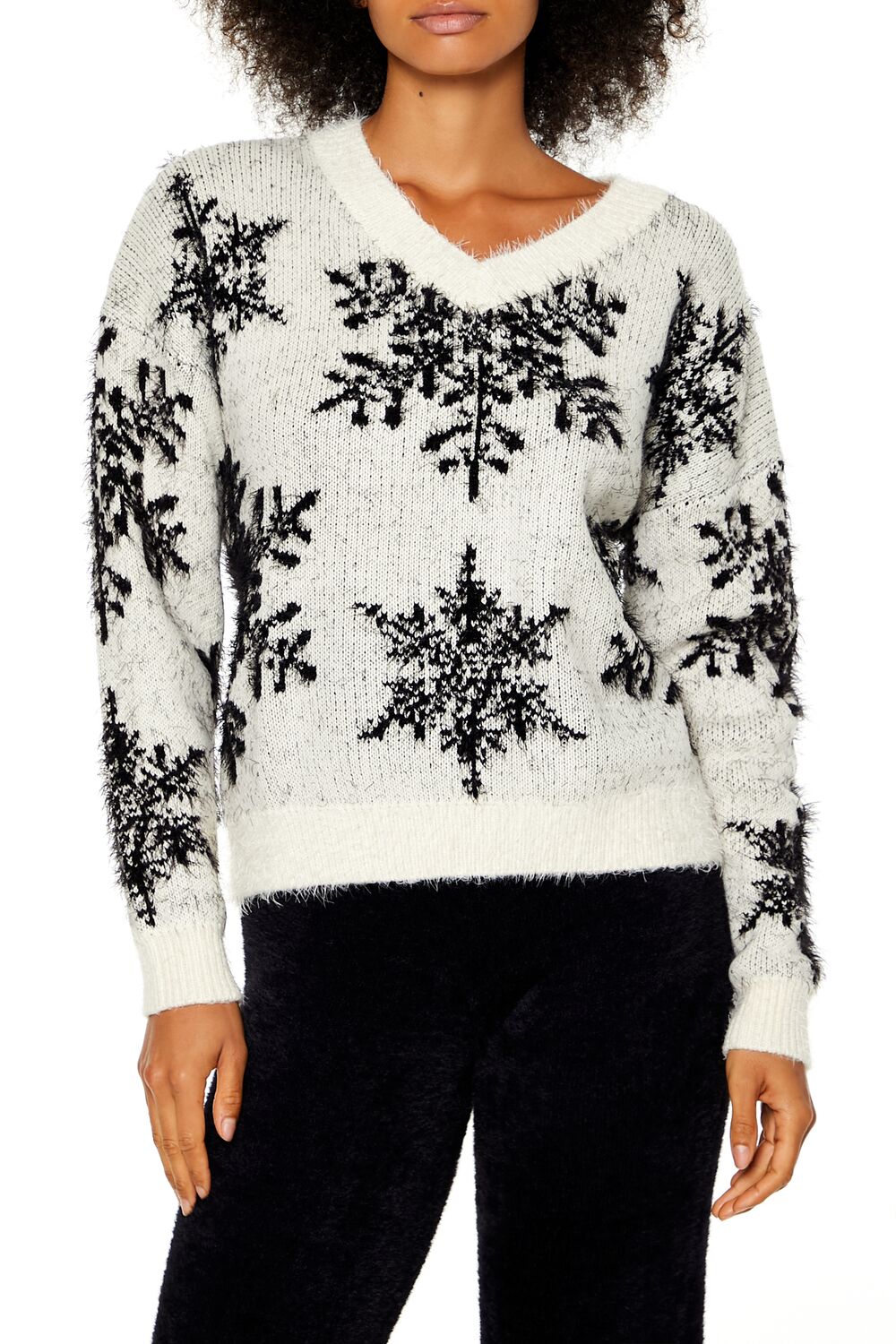 Fuzzy Knit Snowflake Sweater | Forever 21 Women