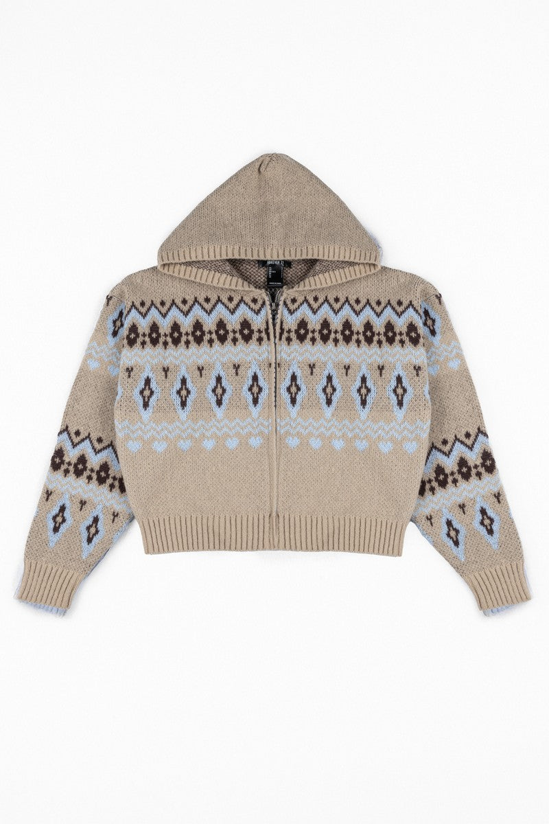 Fair Isle Zip-Up Hoodie Sweater | Forever 21 Women