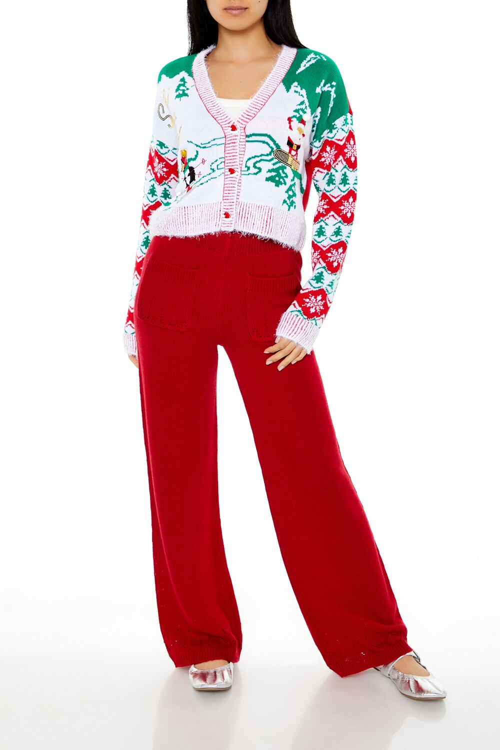 Snowboarding Santa Cardigan Sweater | Forever 21 Women