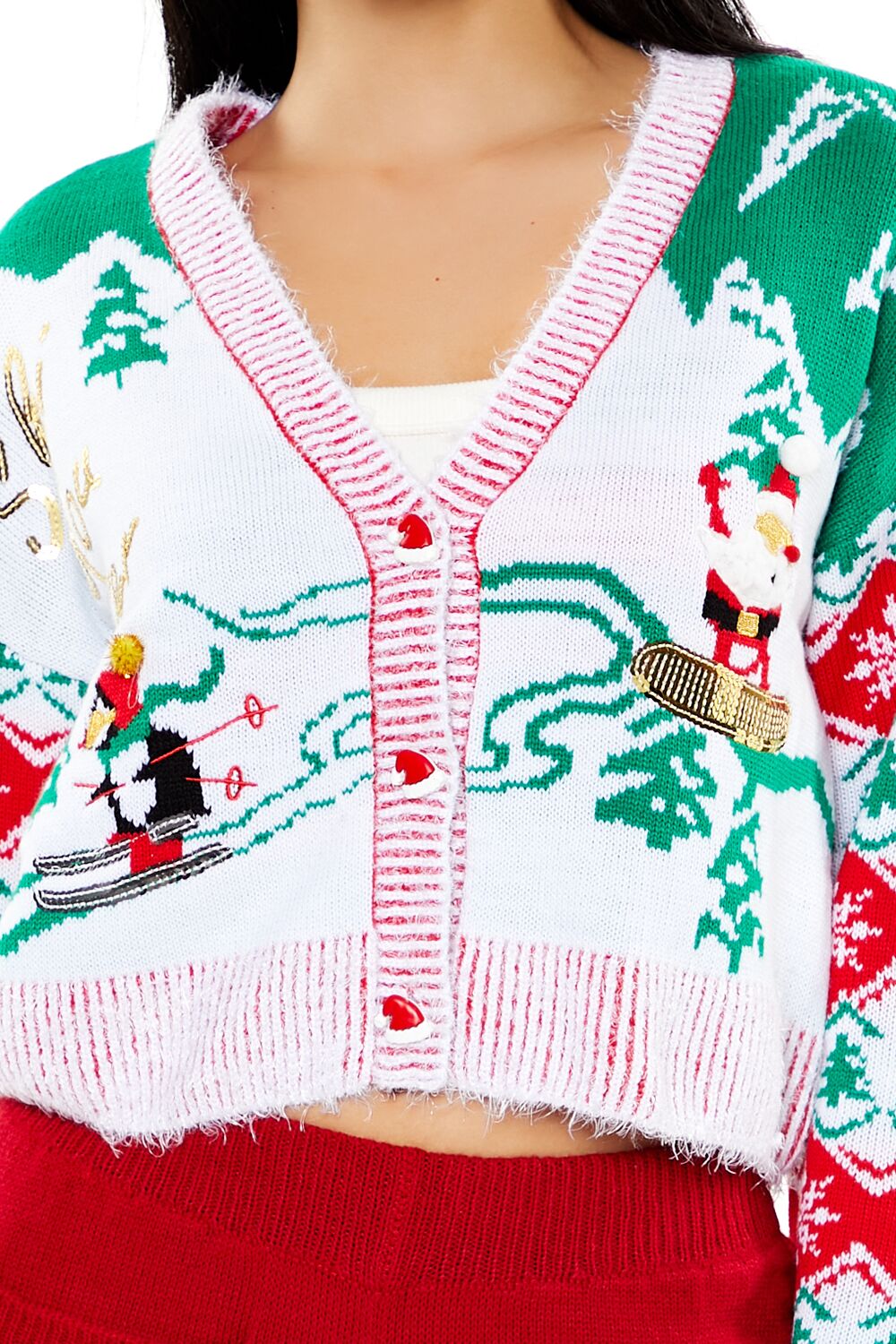 Snowboarding Santa Cardigan Sweater | Forever 21 Women