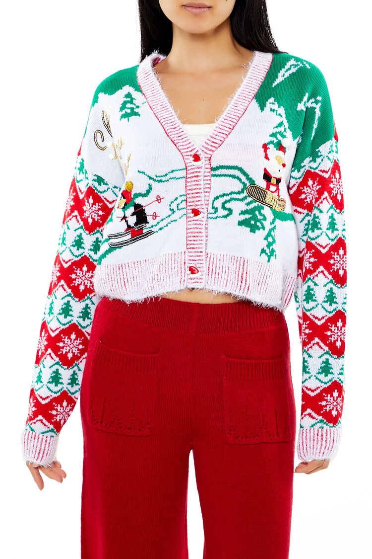 Snowboarding Santa Cardigan Sweater | Forever 21 Women