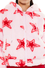 Faux Shearling Star Print Hoodie | Forever 21 Women