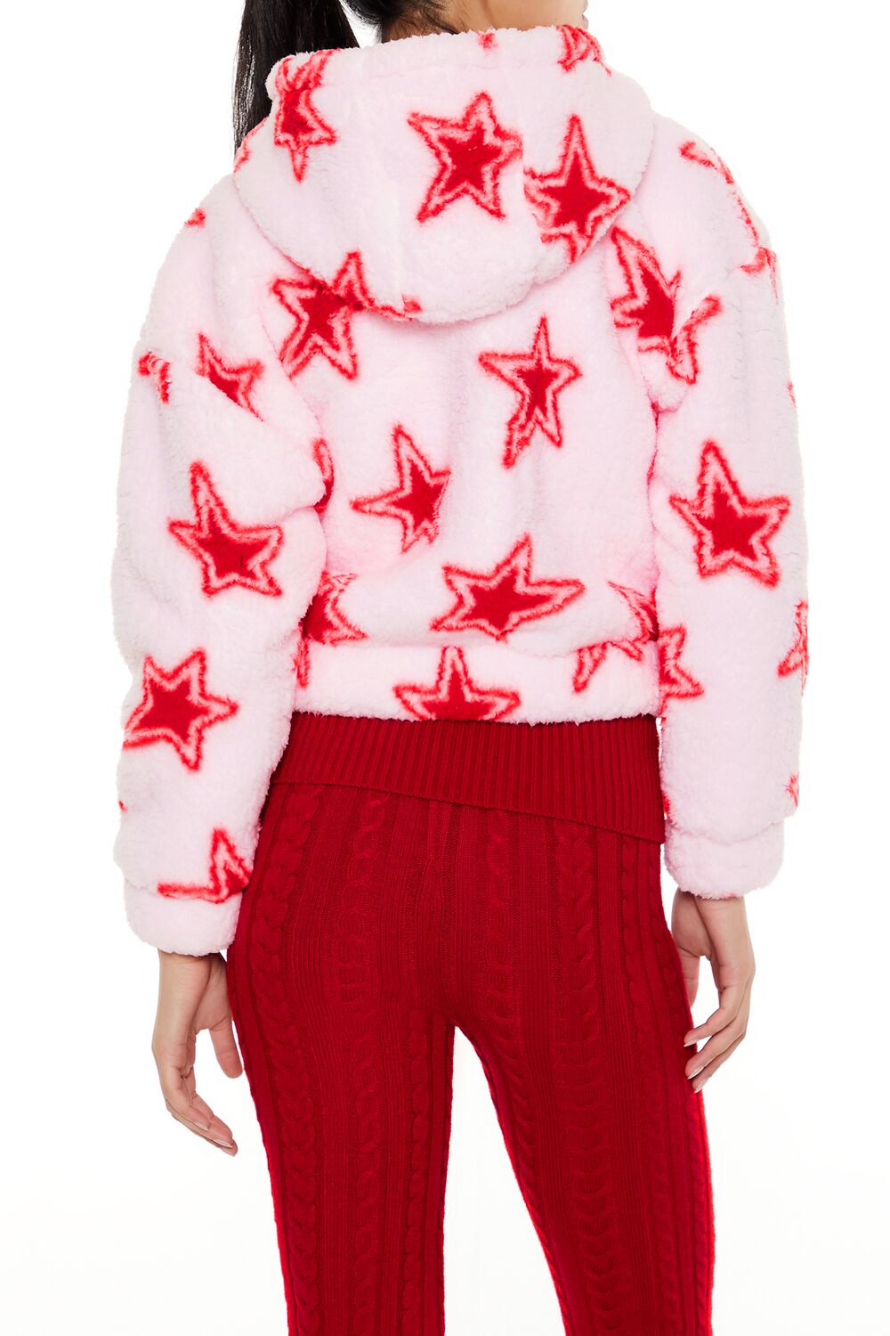 Faux Shearling Star Print Hoodie | Forever 21 Women