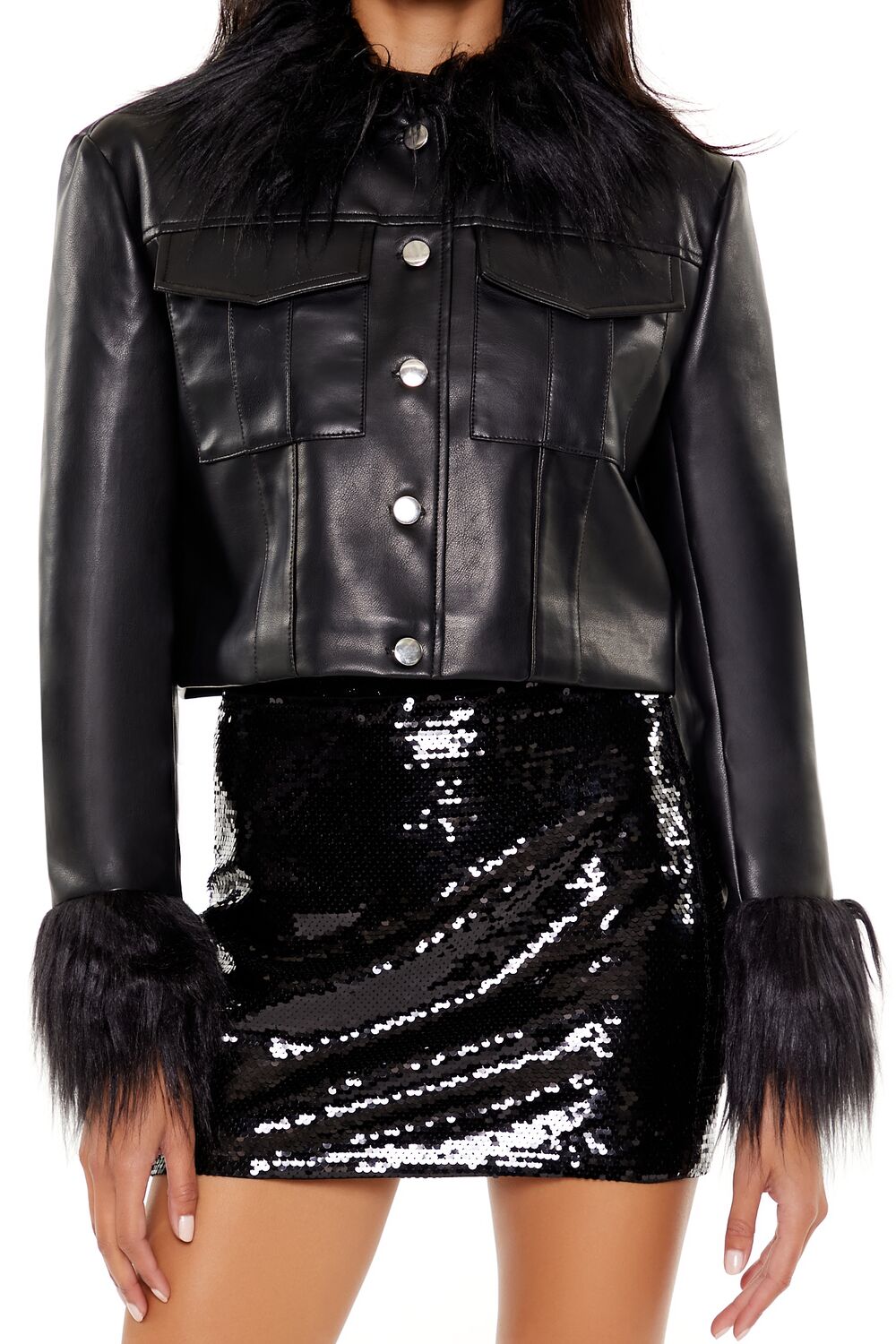 Faux Fur & Leather Trucker Jacket | Forever 21 Women