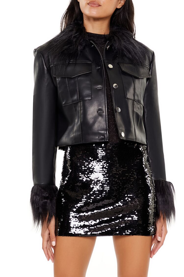 Faux Fur & Leather Trucker Jacket | Forever 21 Women