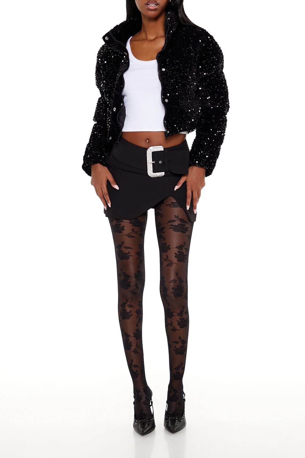 Sequin Faux Fur Puffer Jacket | Forever 21 Women