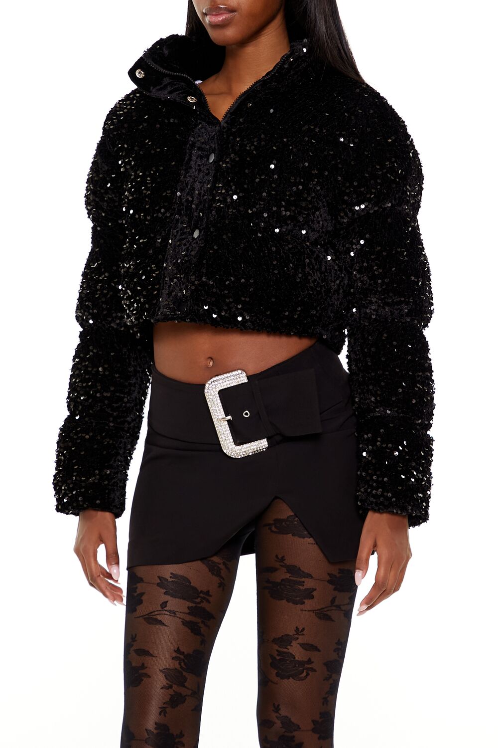 Sequin Faux Fur Puffer Jacket | Forever 21 Women