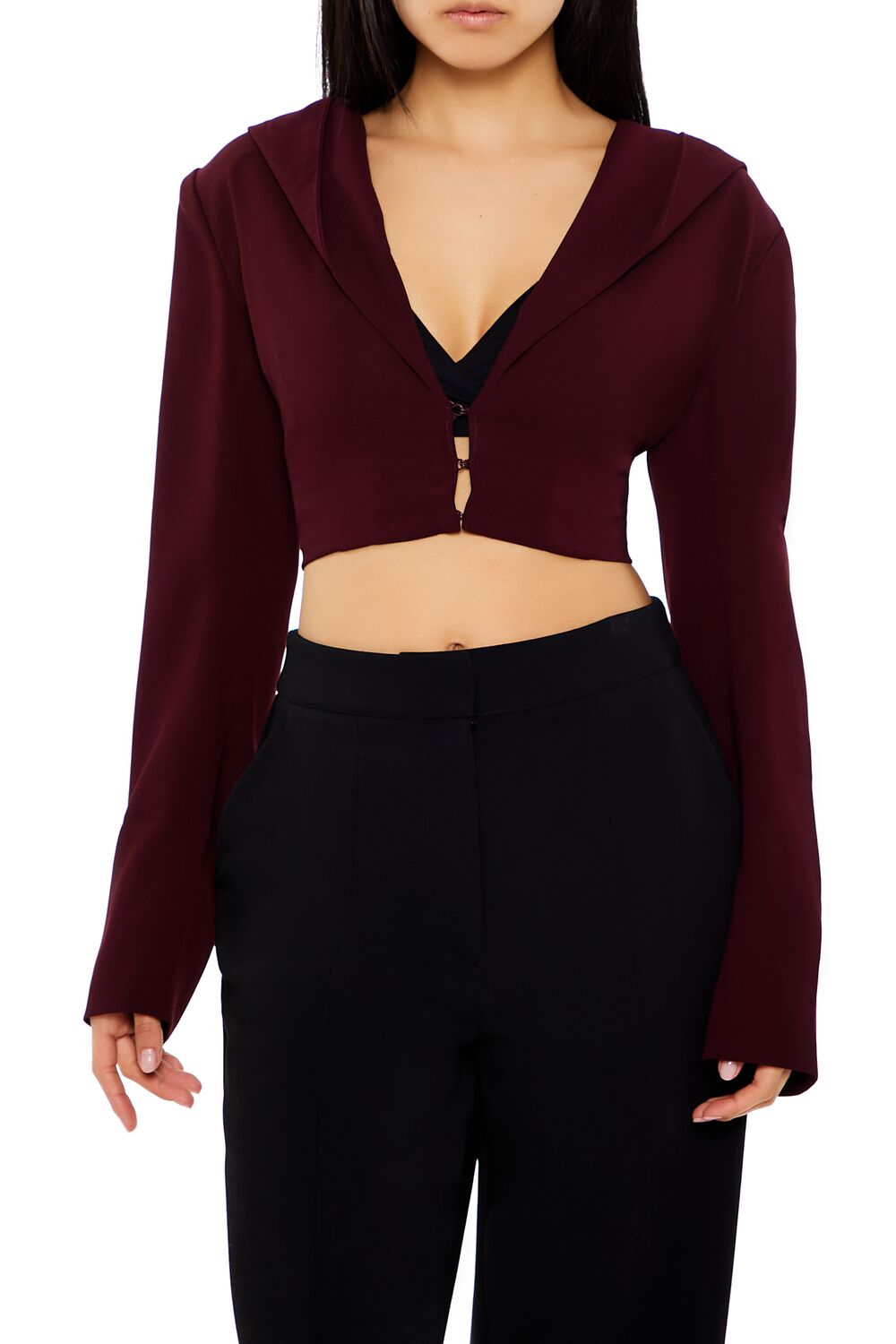Plunging Hooded Cropped Blazer | Forever 21 Women