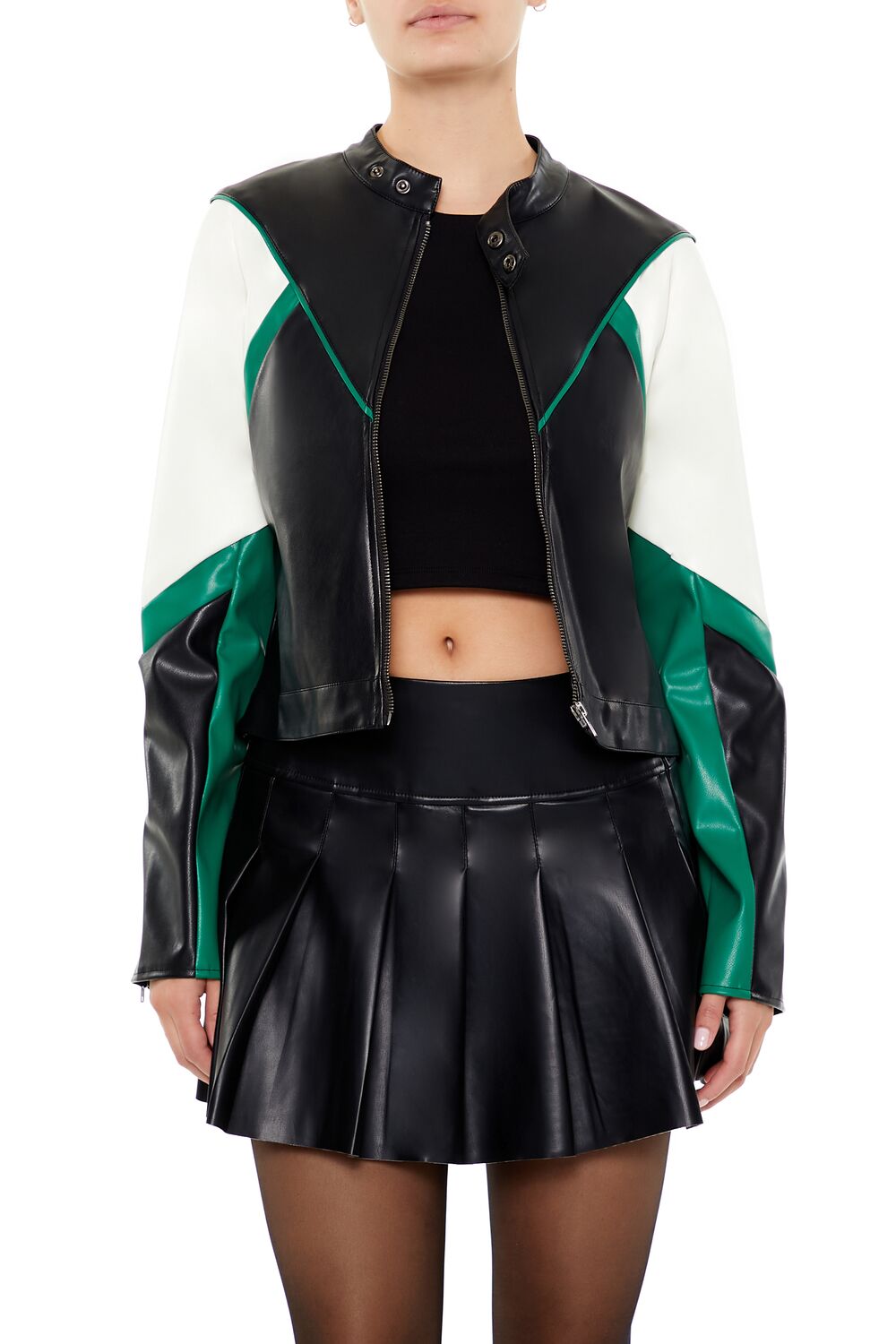 Colorblock Cropped Moto Jacket | Forever 21 Women