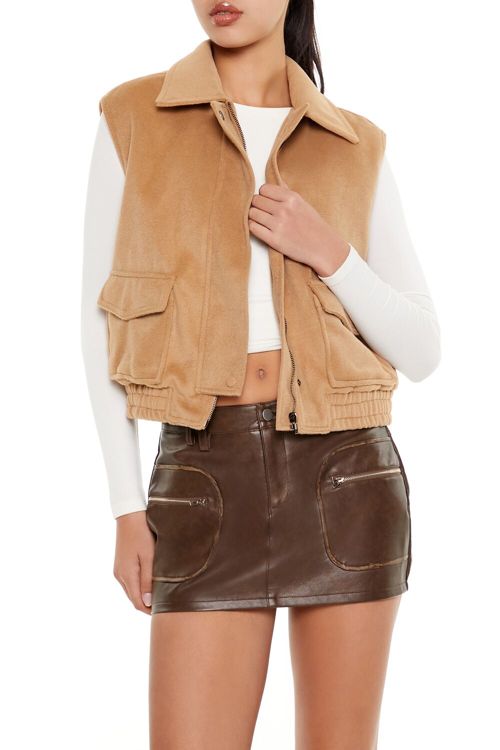 Brushed Zip-Up Vest | Forever 21 Women