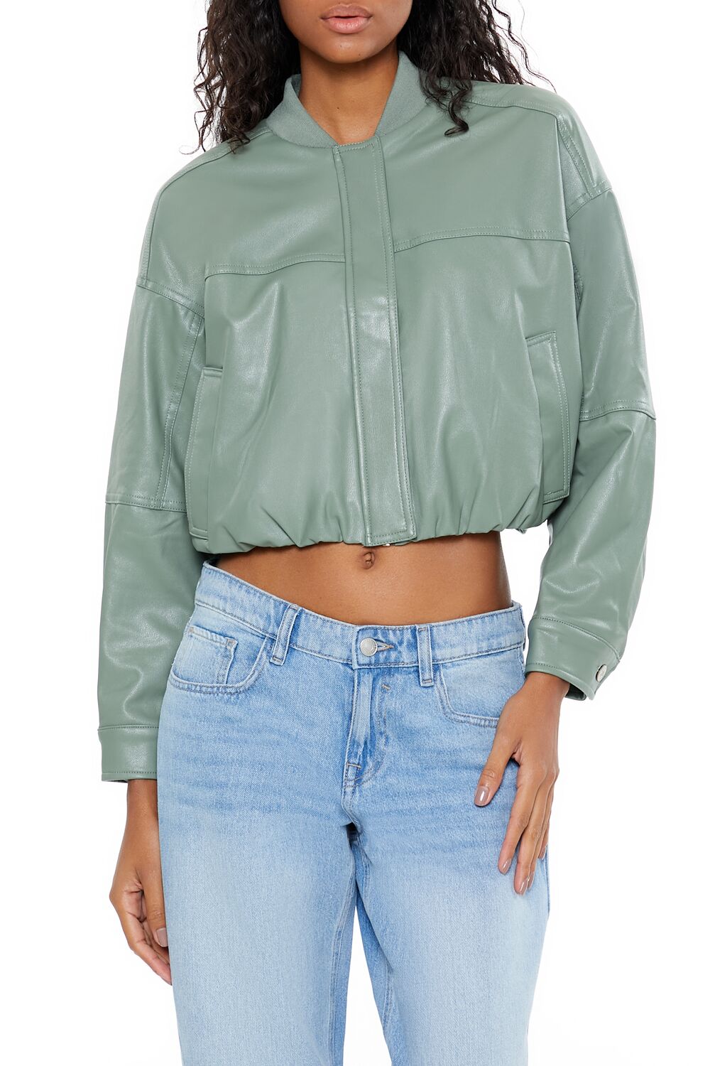 Faux Leather Cropped Bomber Jacker | Forever 21 Women