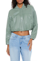 Faux Leather Cropped Bomber Jacker | Forever 21 Women