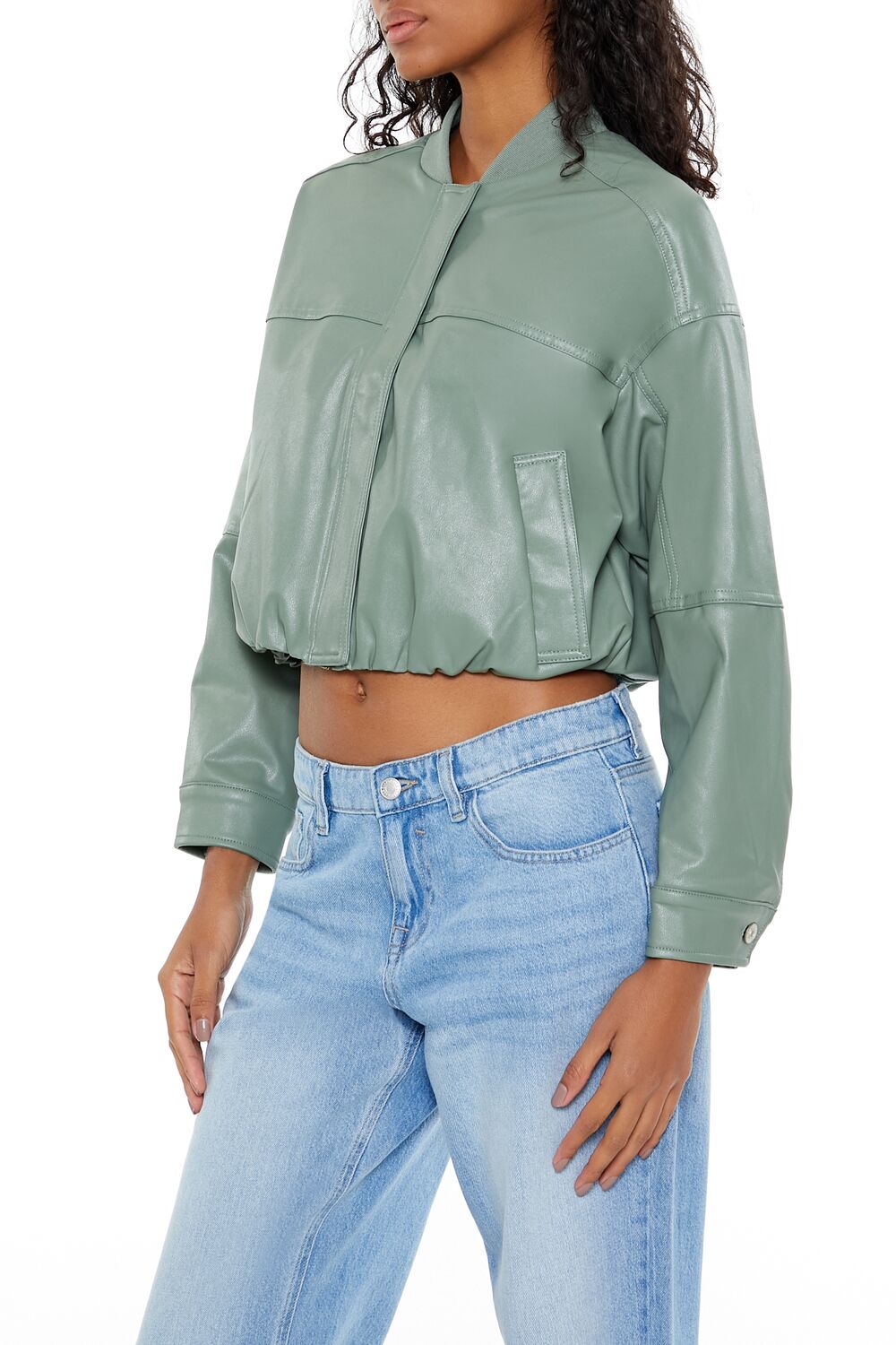Faux Leather Cropped Bomber Jacker | Forever 21 Women