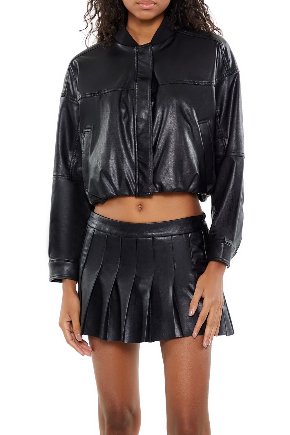 Faux Leather Cropped Bomber Jacker | Forever 21 Women