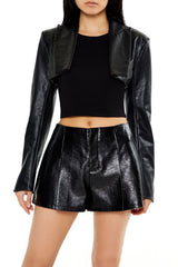 Faux Leather Cropped Blazer | Forever 21 Women