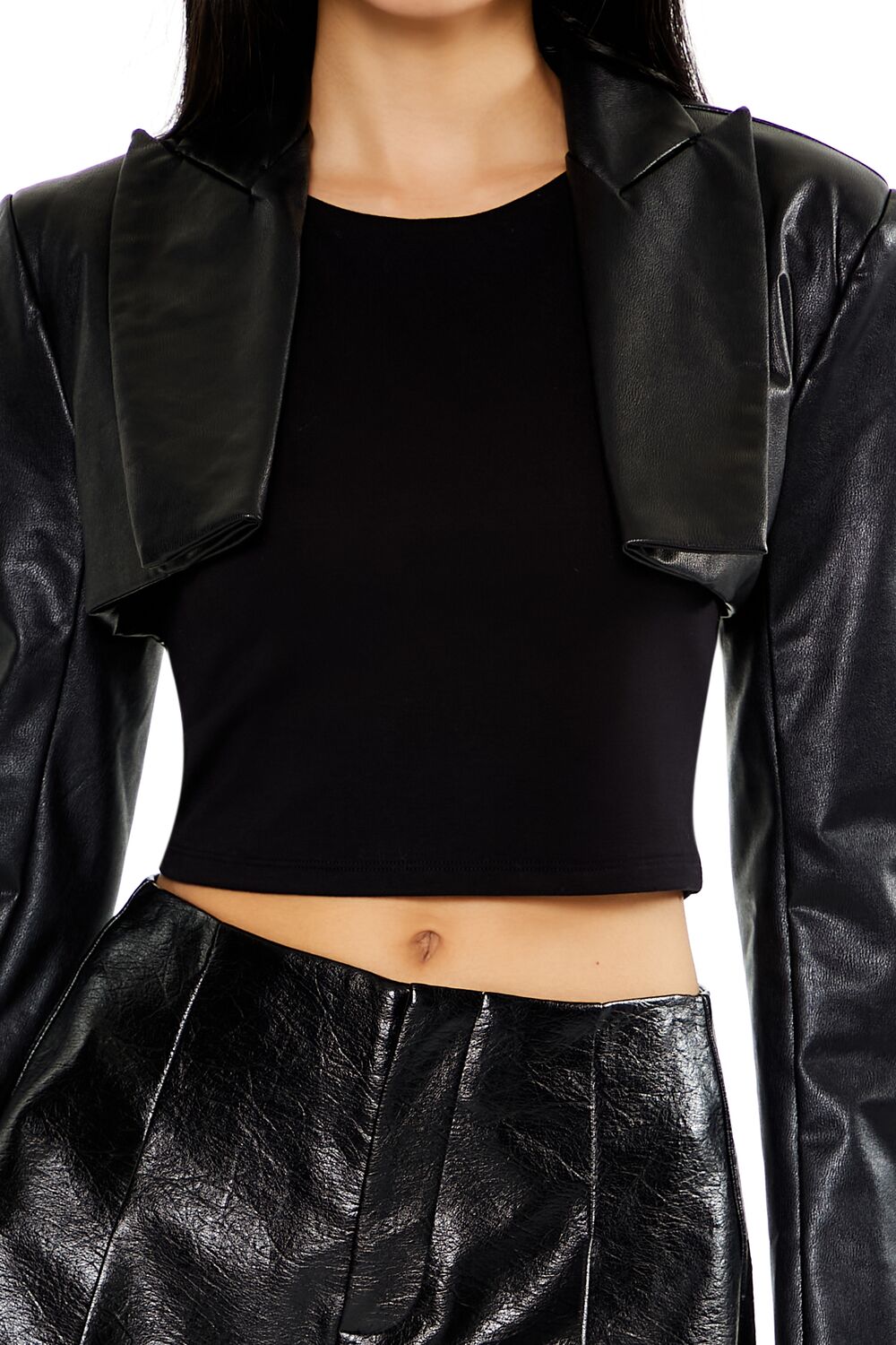 Faux Leather Cropped Blazer | Forever 21 Women