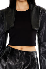 Faux Leather Cropped Blazer | Forever 21 Women
