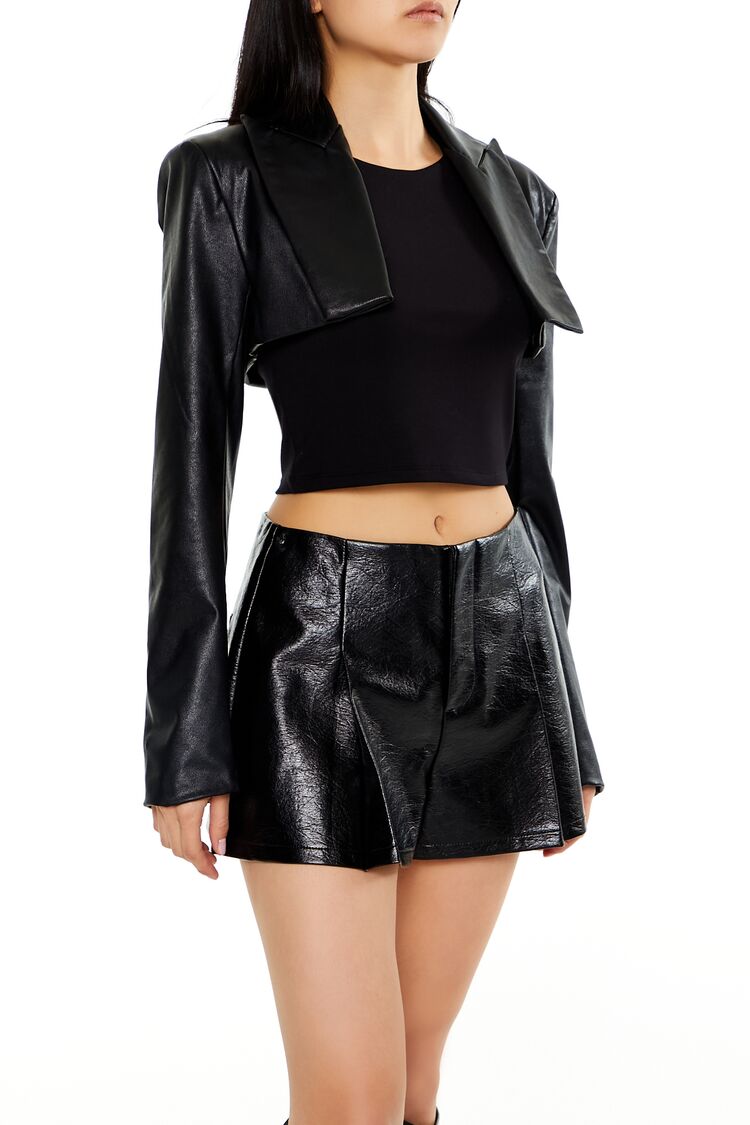 Faux Leather Cropped Blazer | Forever 21 Women