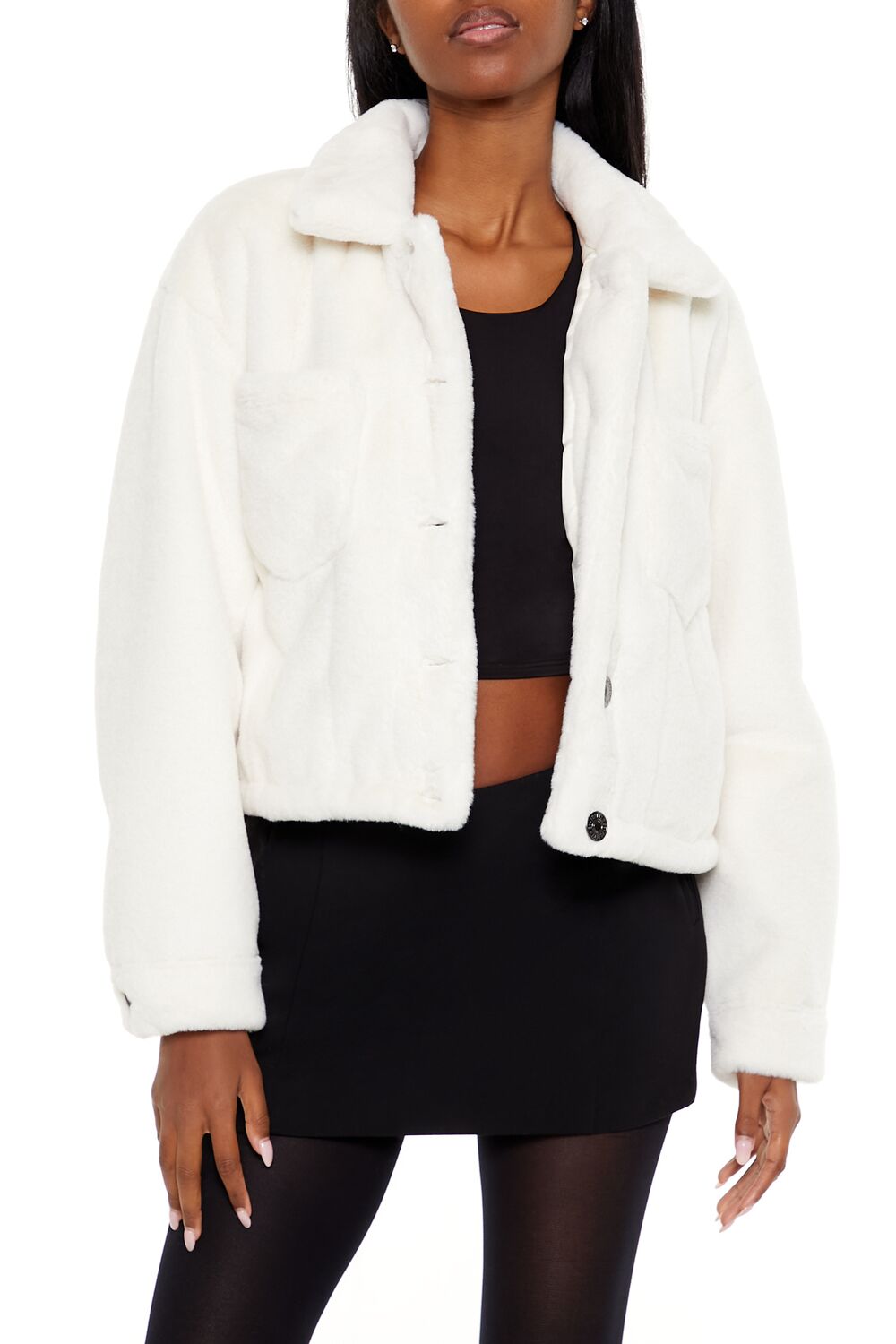 Faux Fur Cropped Shacket | Forever 21 Women
